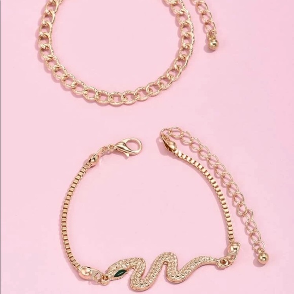 • Kayla • 2 Pc. Snake Chain Bracelet Set - Picture 2 of 3